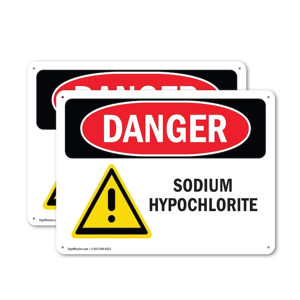 Signmission Sodium Hypochlorite Danger Sign, Plastic, 10in W x 7in L, 2PK OS-2PACK-DS-P-710-L-1577 - main